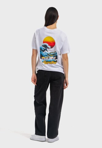 Oldskull Shirt 'Retro Pixel Wave Logo Graphic' in White