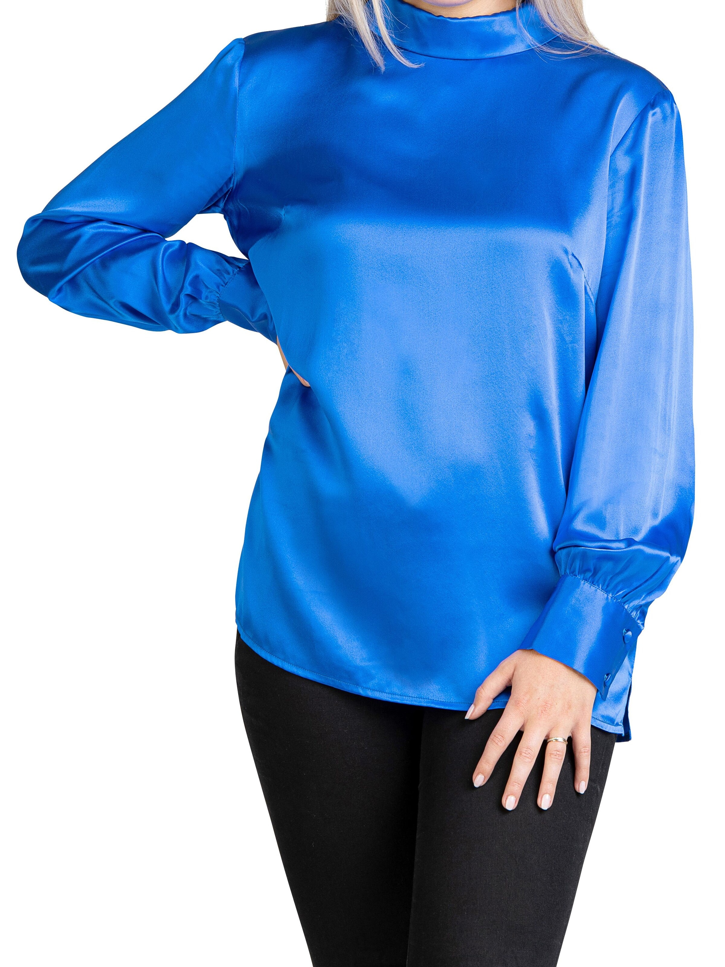 Posh Gear Blouse 'Seidenbluse Satinoseta' in Blue: front