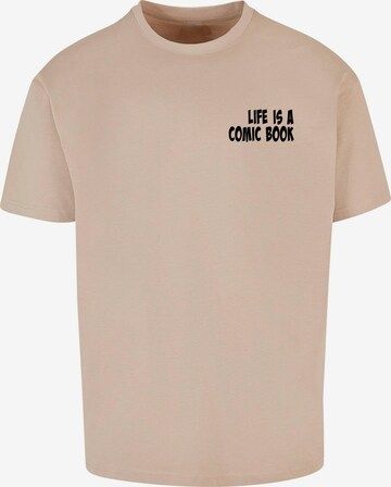 Merchcode Shirt 'Book Comic' in Beige: voorkant