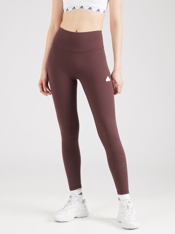 ADIDAS SPORTSWEAR Skinny Sportovní kalhoty 'BLUV' – hnědá: přední strana