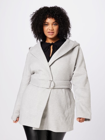 ABOUT YOU Curvy Between-Seasons Coat 'Thea' in Grey: front