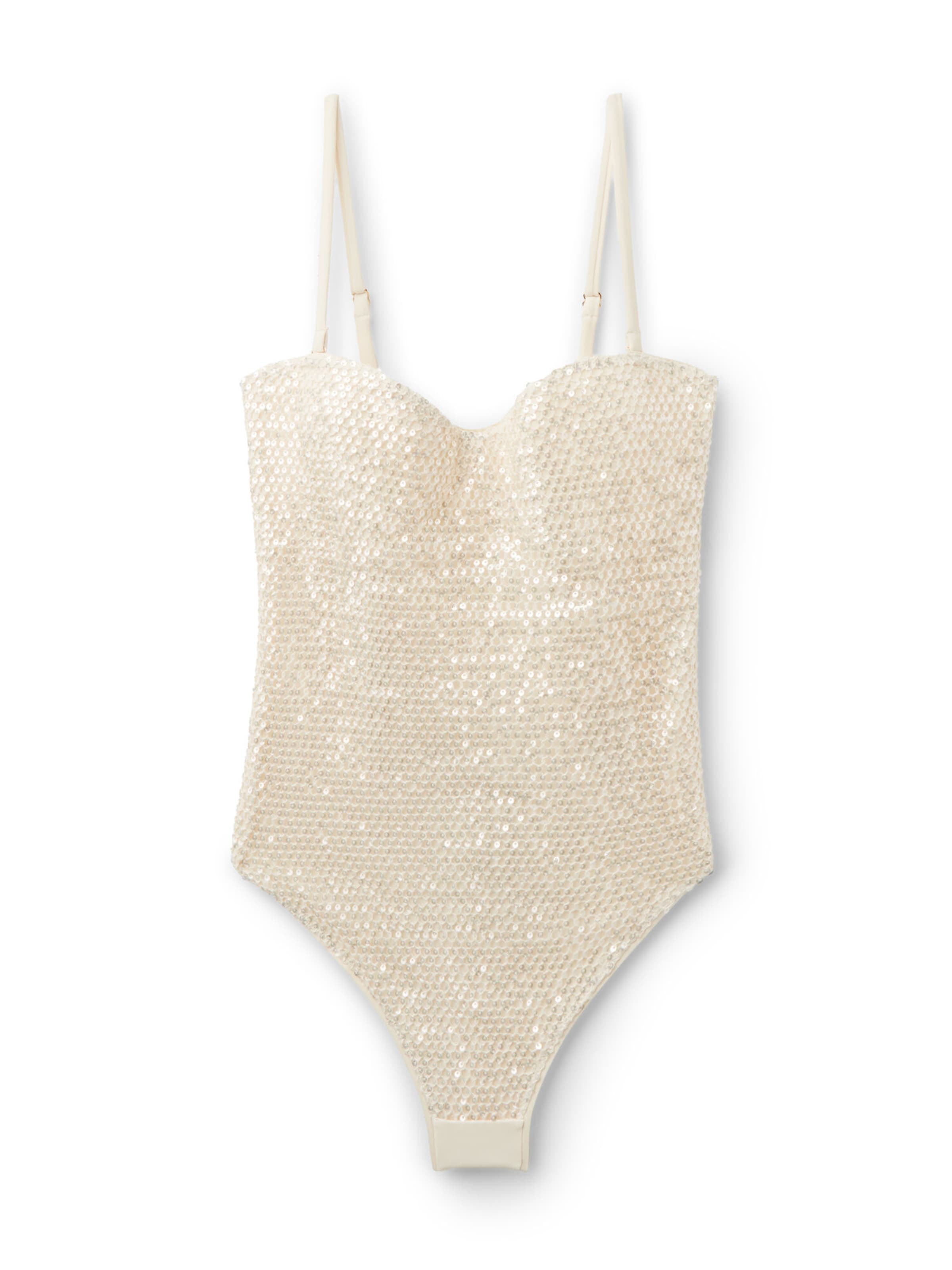 CALZEDONIA Bandeau Badeanzug 'Sequin Net' in Weiß: Vorderseite