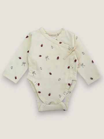 LouieLouie Sparkdräkt/body 'Wrap ∼ Raspberry and flowers' i vit: framsida