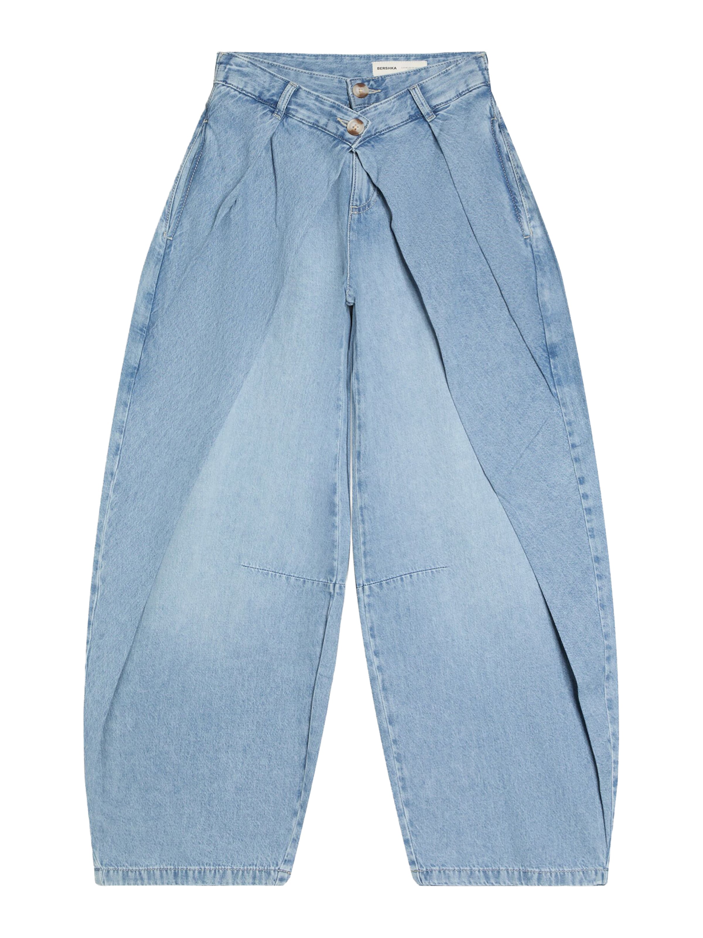 Bershka Barrel Jeans in Blue: front