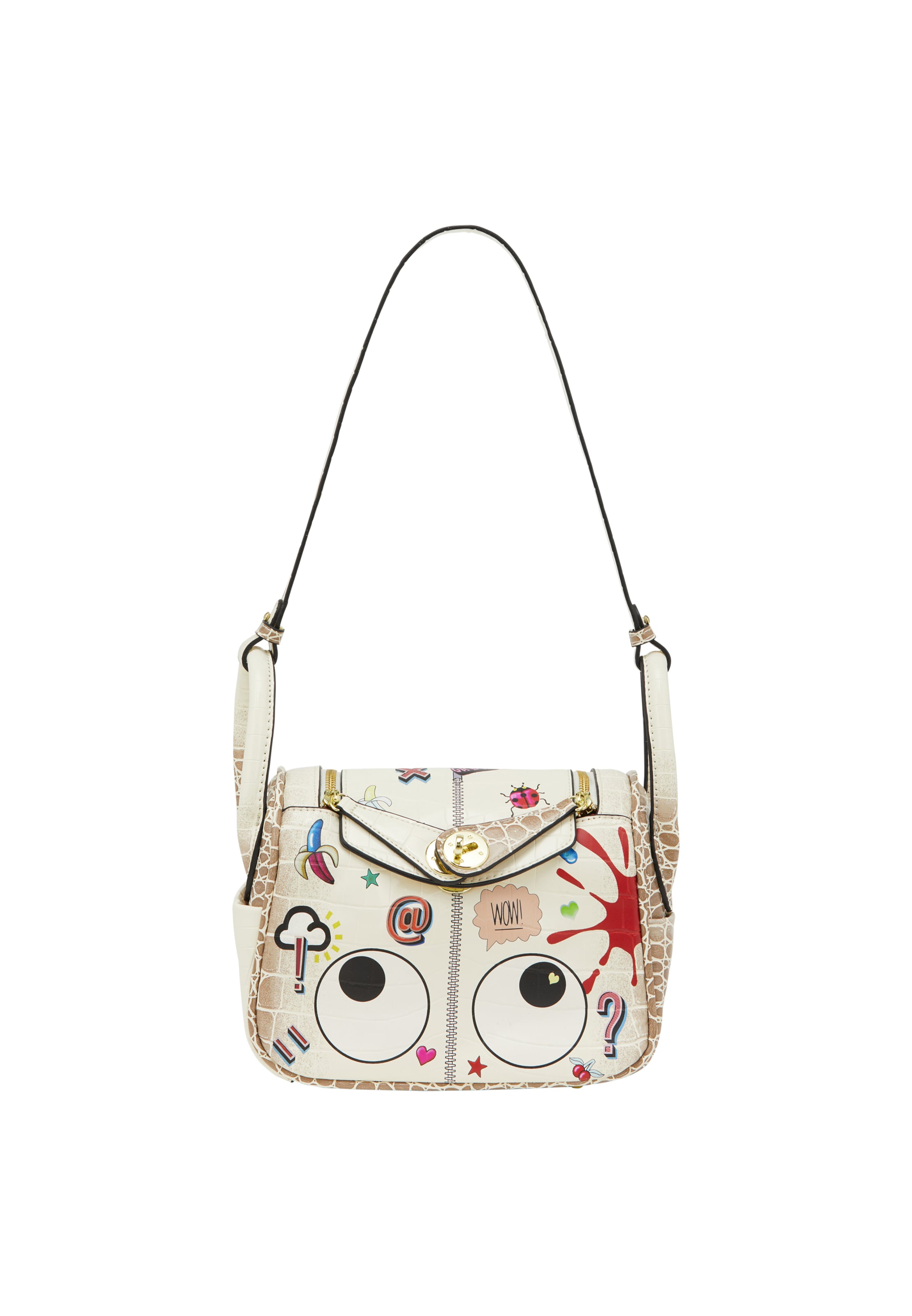 MYMO Crossbody Bag 'Pop Eyetheme' in White: front
