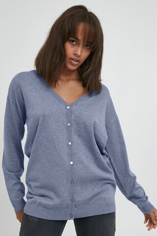 PULZ Jeans Knit Cardigan in Blue: front
