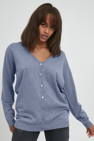 PULZ Jeans Knit Cardigan in Blue: front