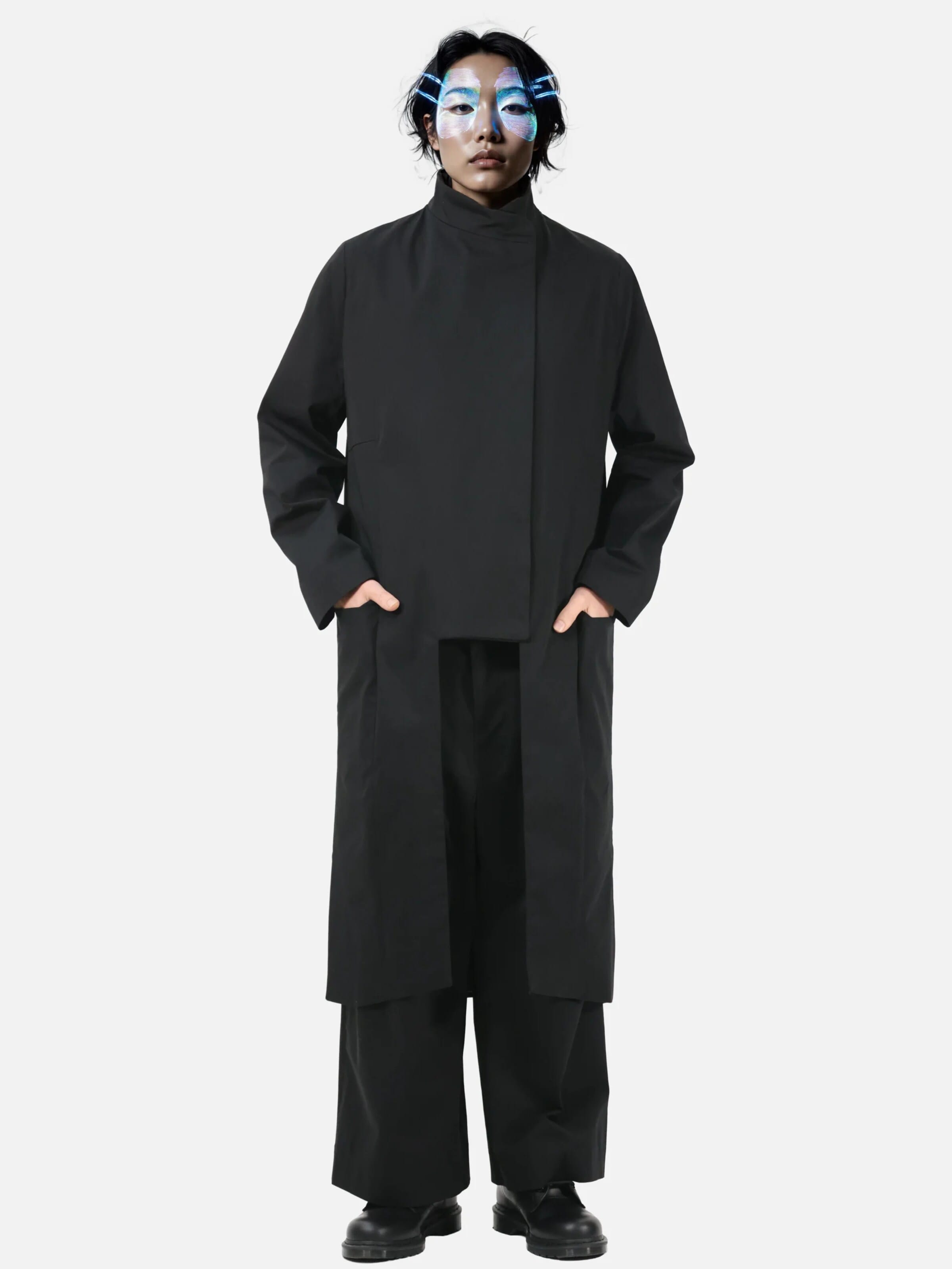 Veste mi-saison 'Manteau Taishō' Kanten en noir