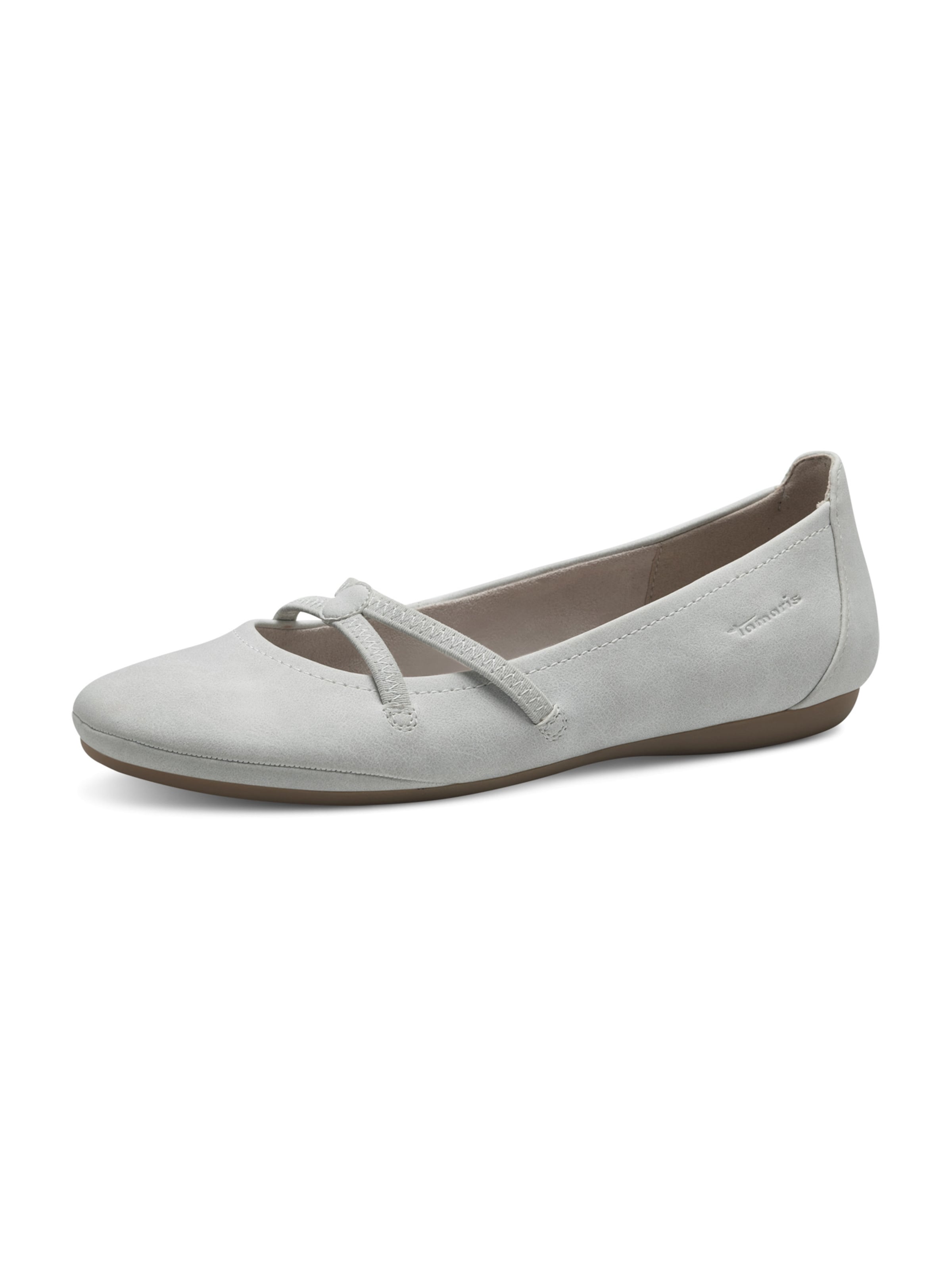 Tamaris Ballet Flats with Strap in Grey: front
