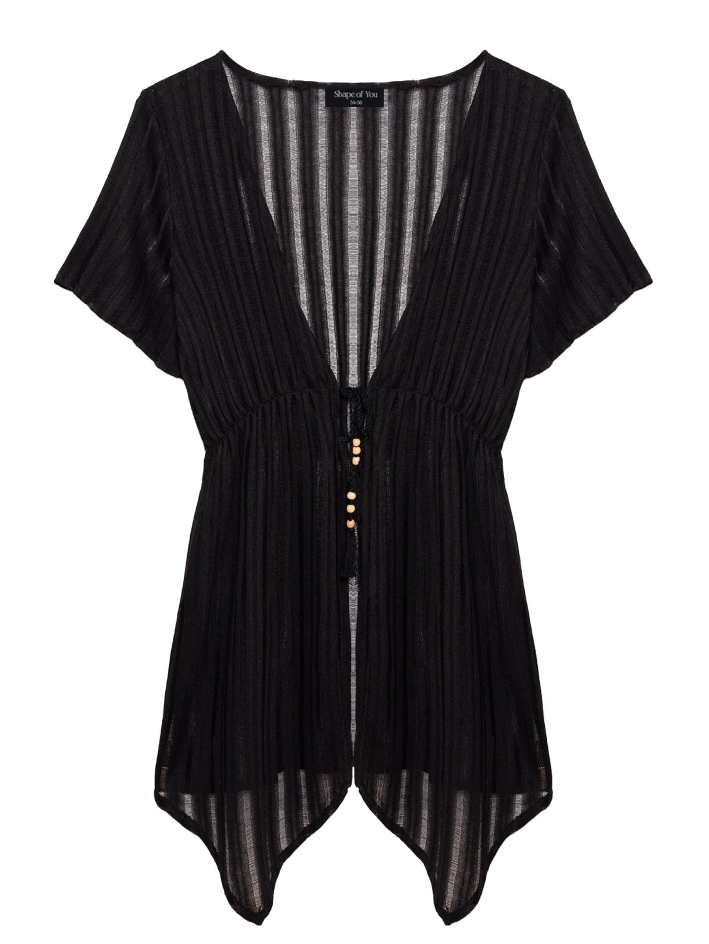Shape Of You Kimono in Schwarz: Vorderseite