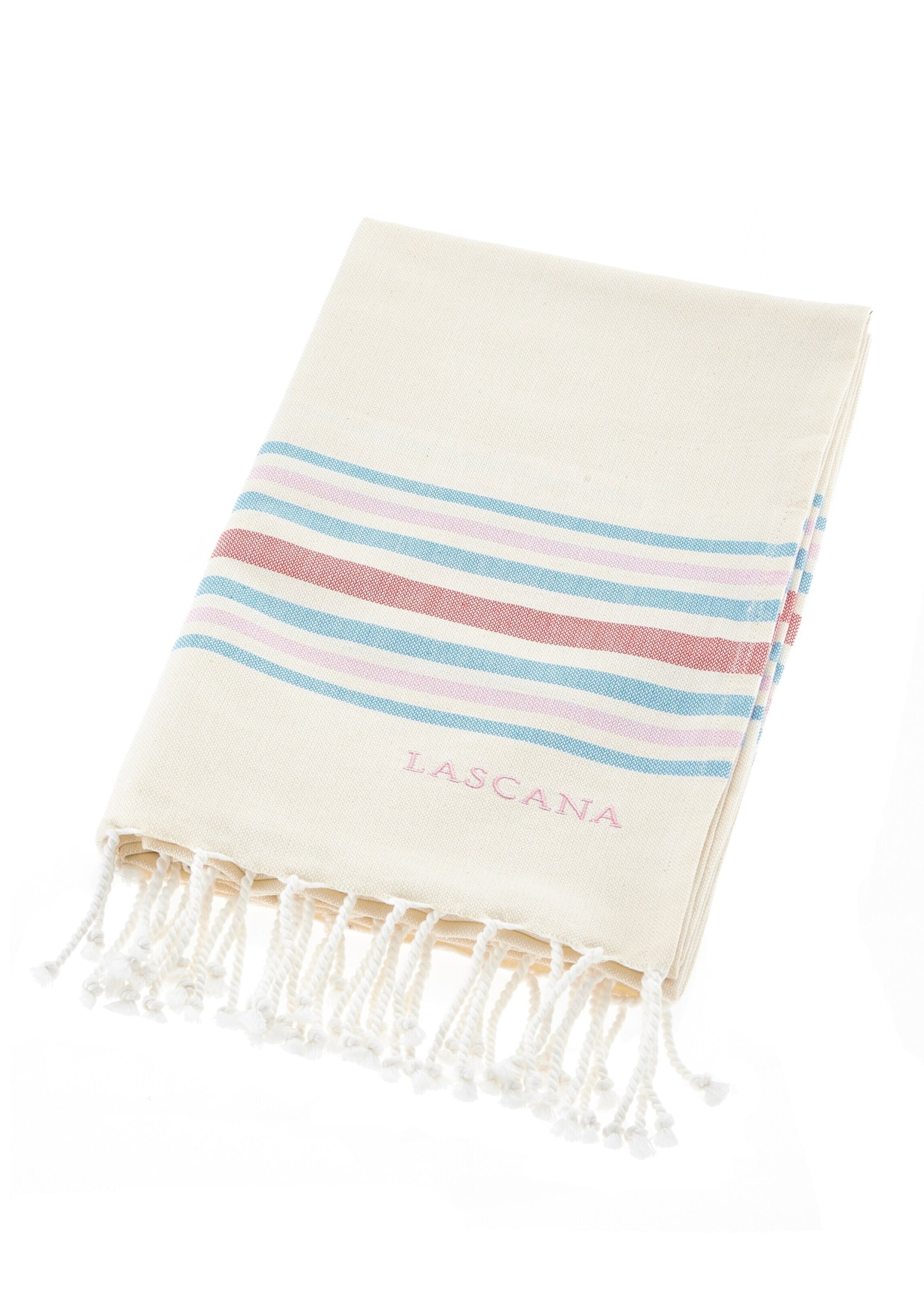 LASCANA Strandtuch in One Size in beige / hellblau / hellpink / rot, Produktansicht