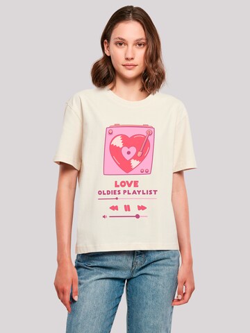 F4NT4STIC Shirt 'Love Oldies Playlist  Valentinstag' in Beige: voorkant