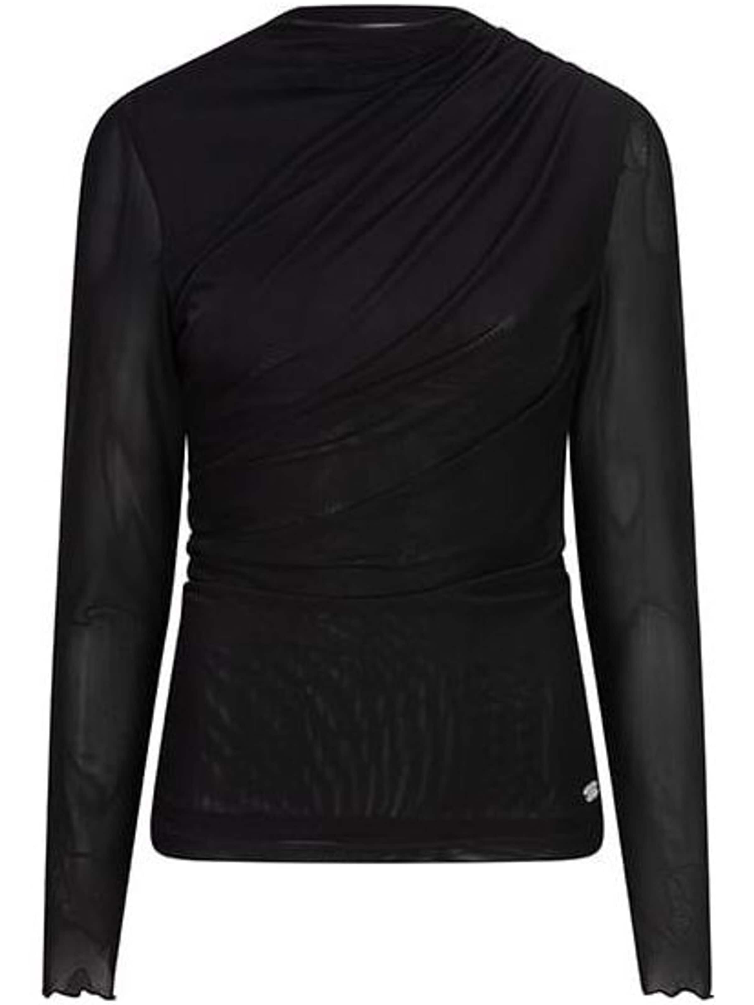 LOFTY MANNER Top 'RJ13 - Top Jolien - Draped Mes' in Zwart: voorkant