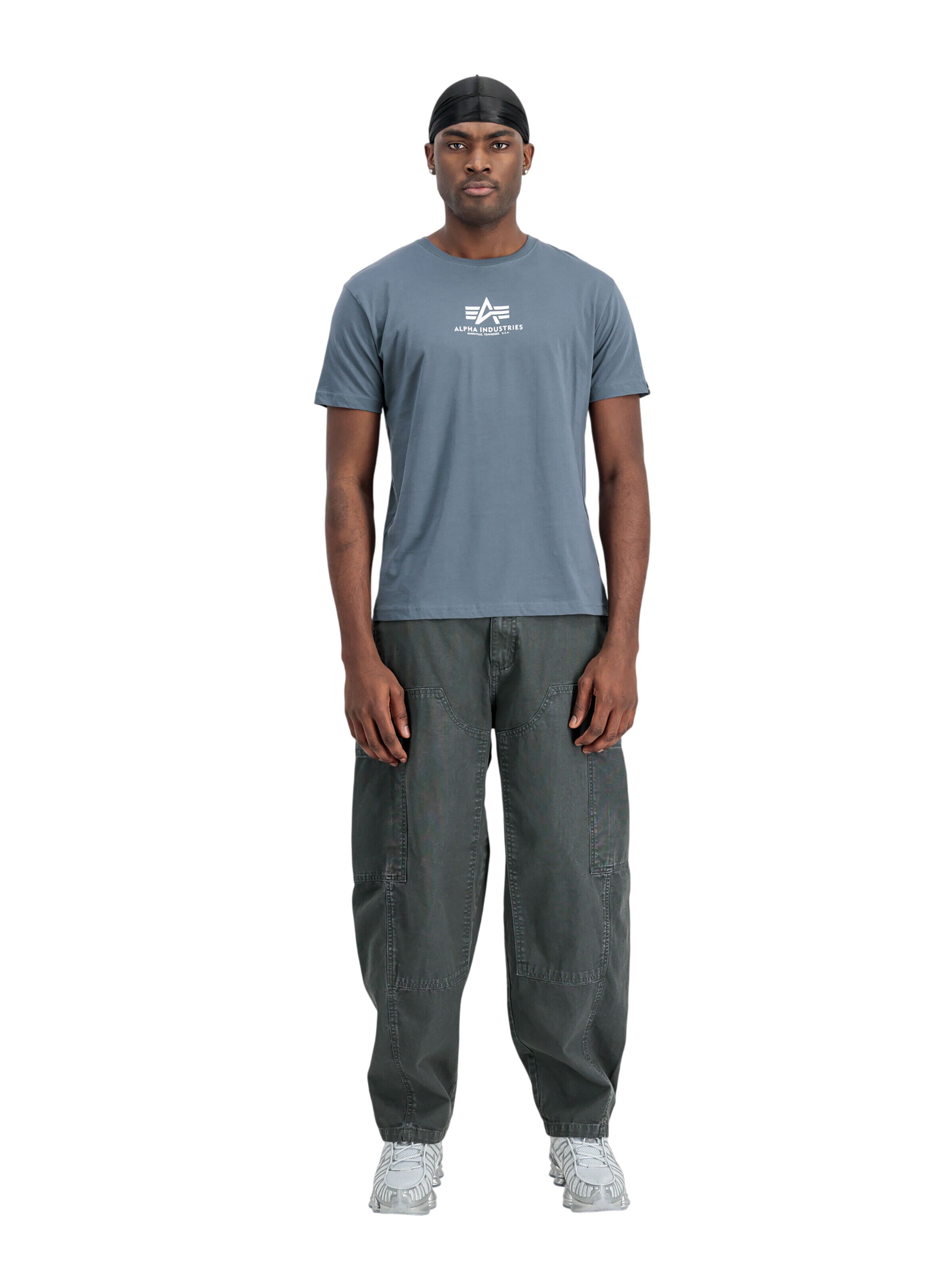 ALPHA INDUSTRIES Shirt 'Basic Mid Logo'‌‌‌‌‌‌ in Blau: Vorderseite