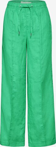 STREET ONE Wide leg Pleated Pants in Green: front