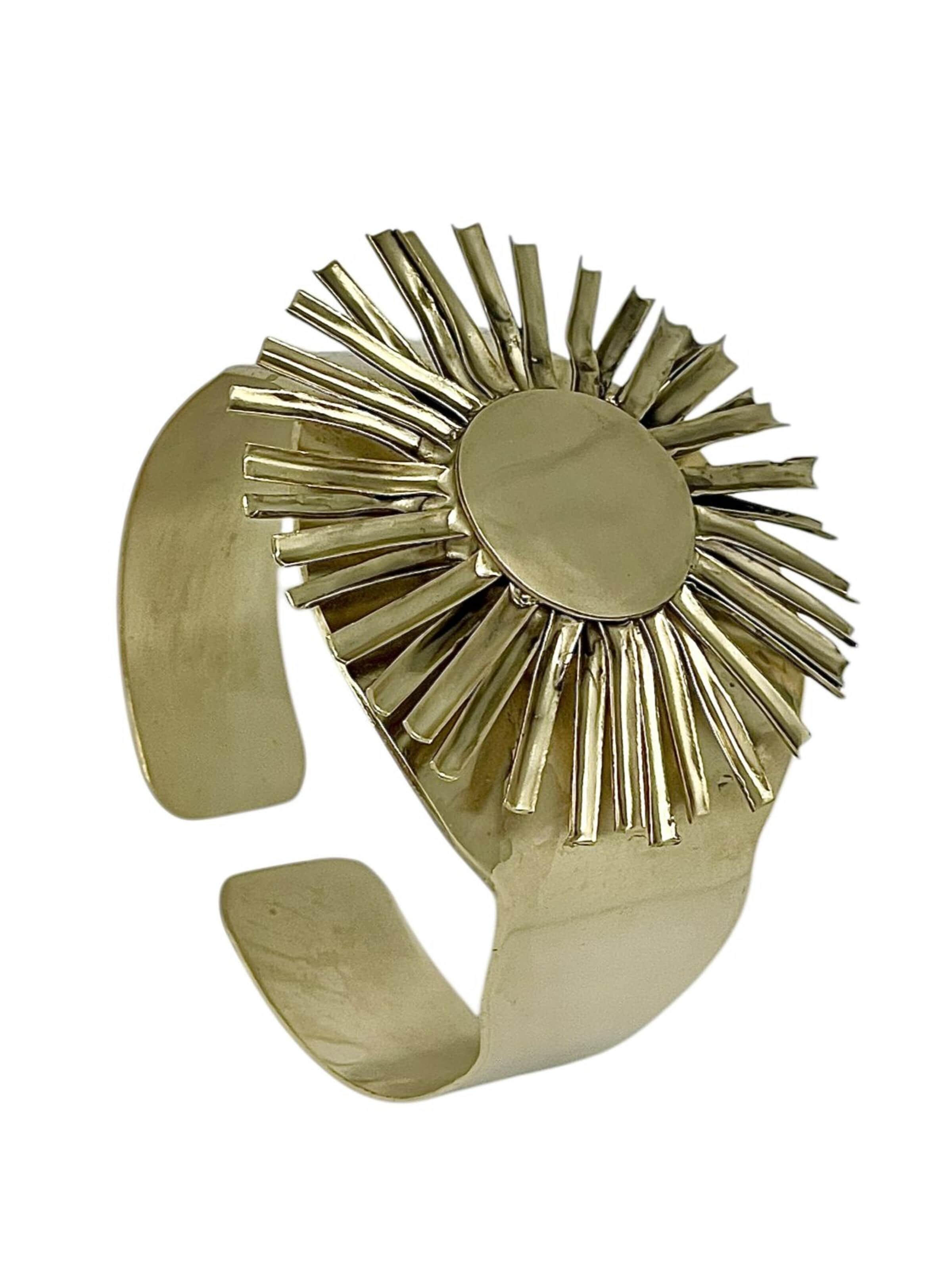 Gloria Mago Bracelet 'Wide Sunflower Bracelet in Gold Brass' in Gold: front