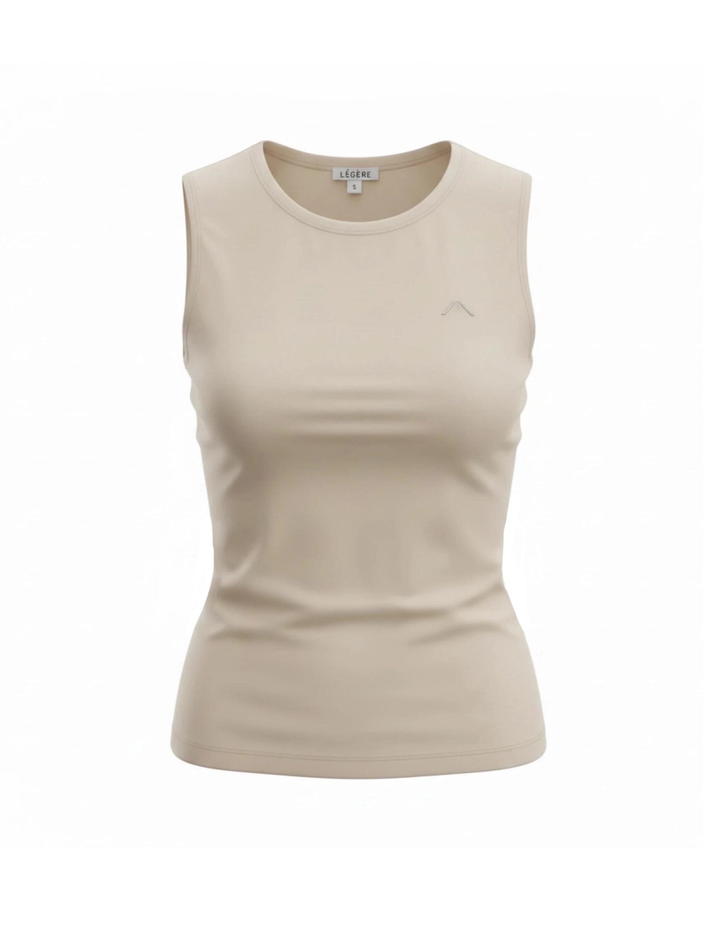 Top 'Lounge Tank' di LÉGÈRE in beige: frontale