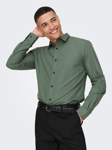 Only & Sons Slim fit Button Up Shirt in Green