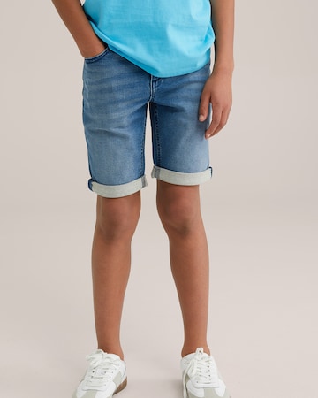 WE Fashion Слим Джинсы в Синий: спереди