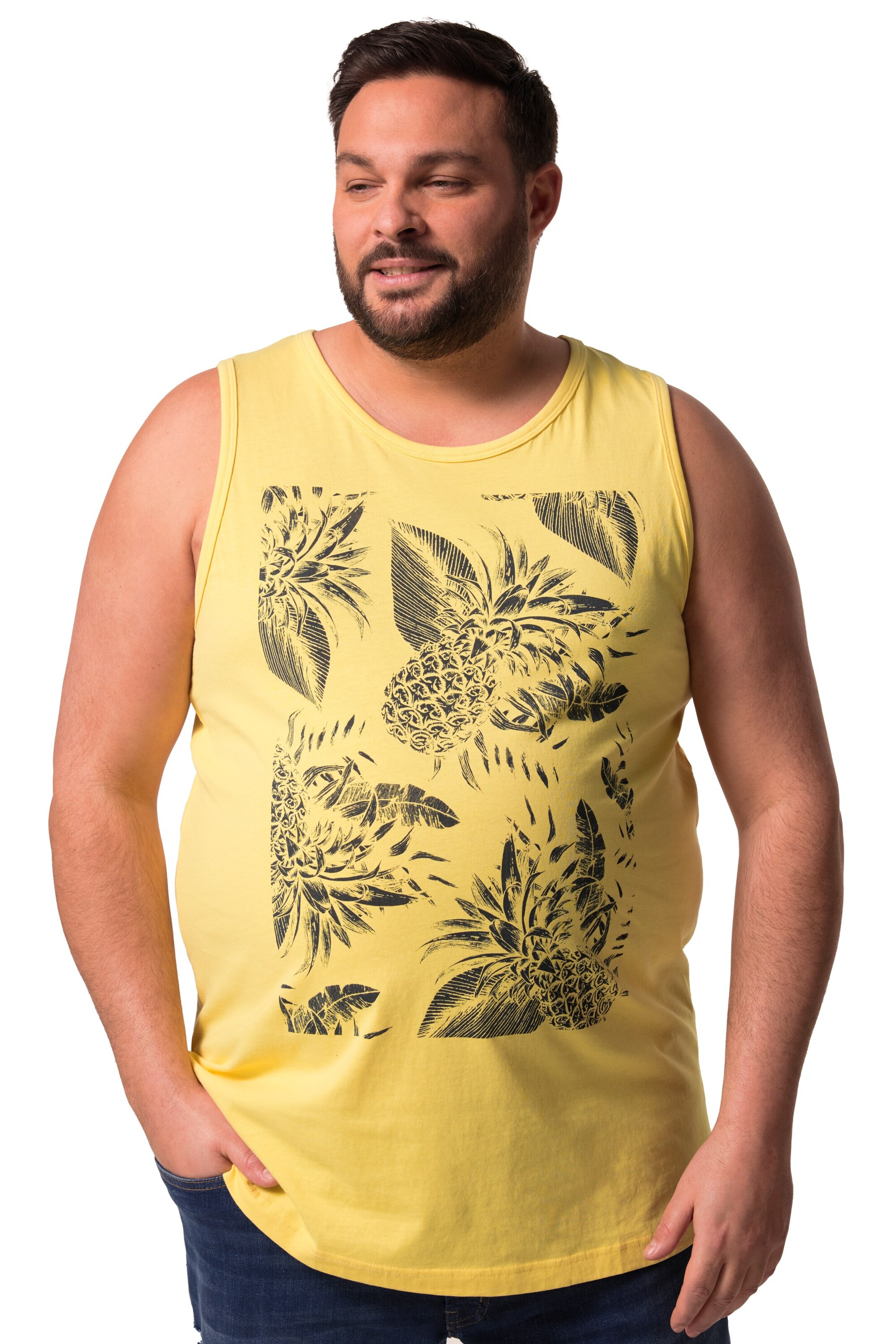 Men Plus Shirt in Yellow: front