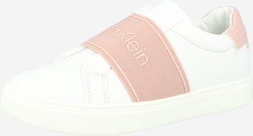 Calvin Klein - Zapatillas sin cordones en blanco: frente