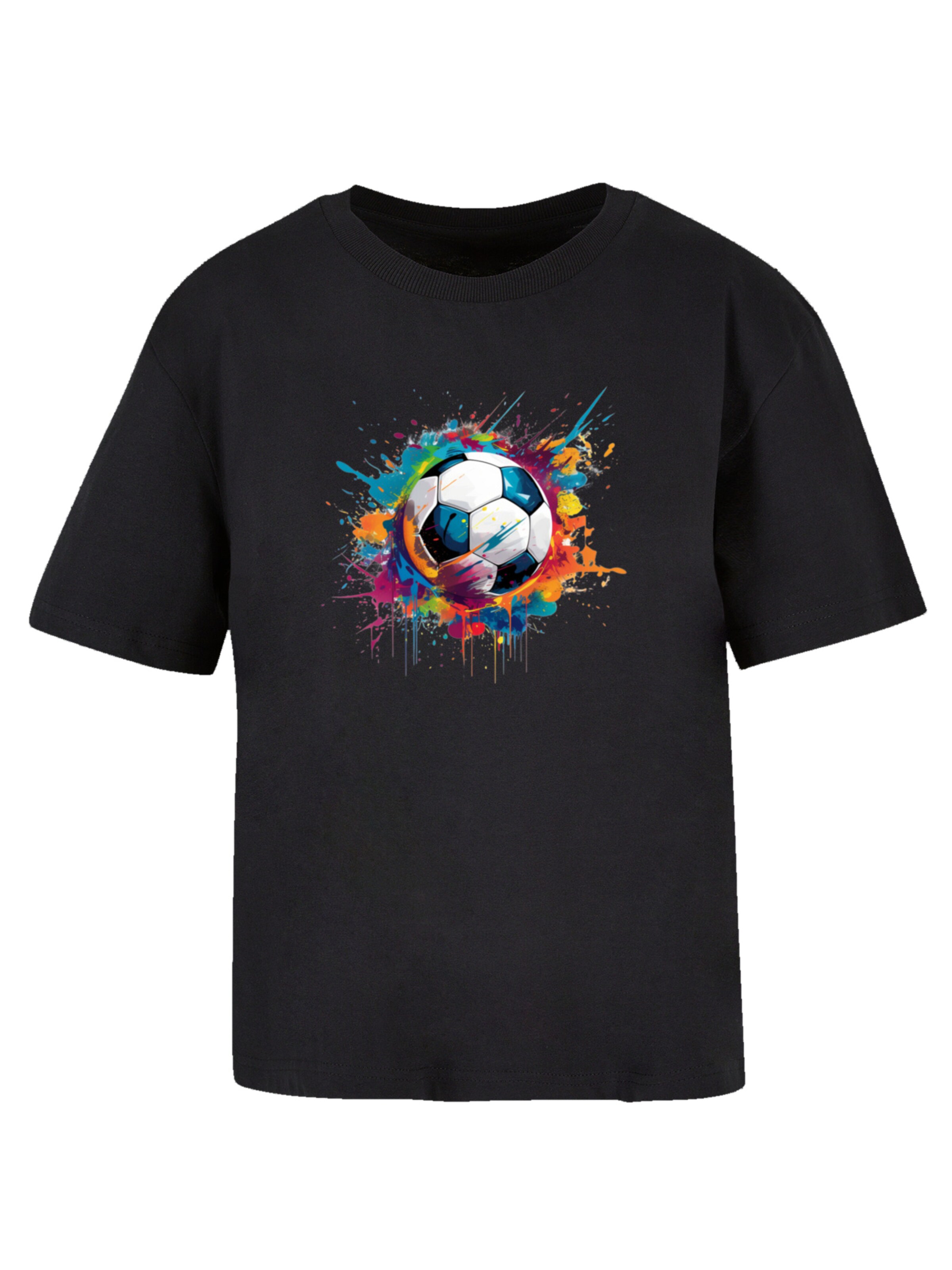 F4NT4STIC T-Shirt 'Bunte Fußball' in Schwarz: Vorderseite