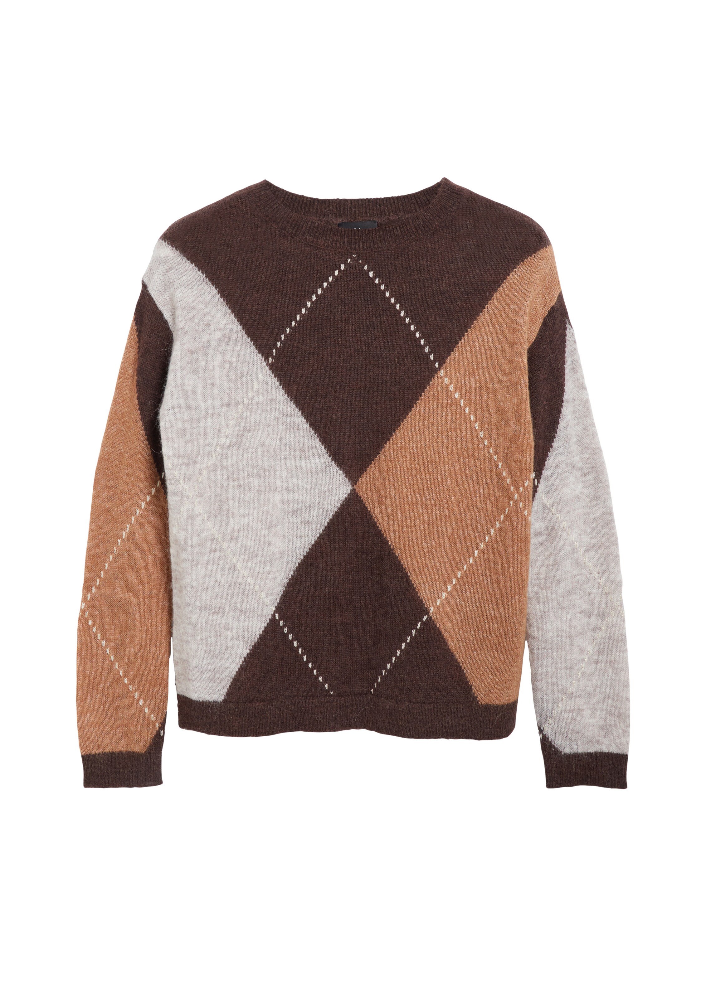 s.Oliver Pullover in XXS in ecru / karamell / dunkelbraun, Produktansicht