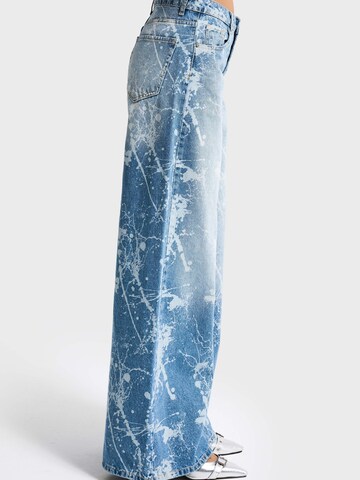 IT'S BASIC Wide leg Jeans 'PRINTED PALAZZO MID RISE JEANS' in Blauw