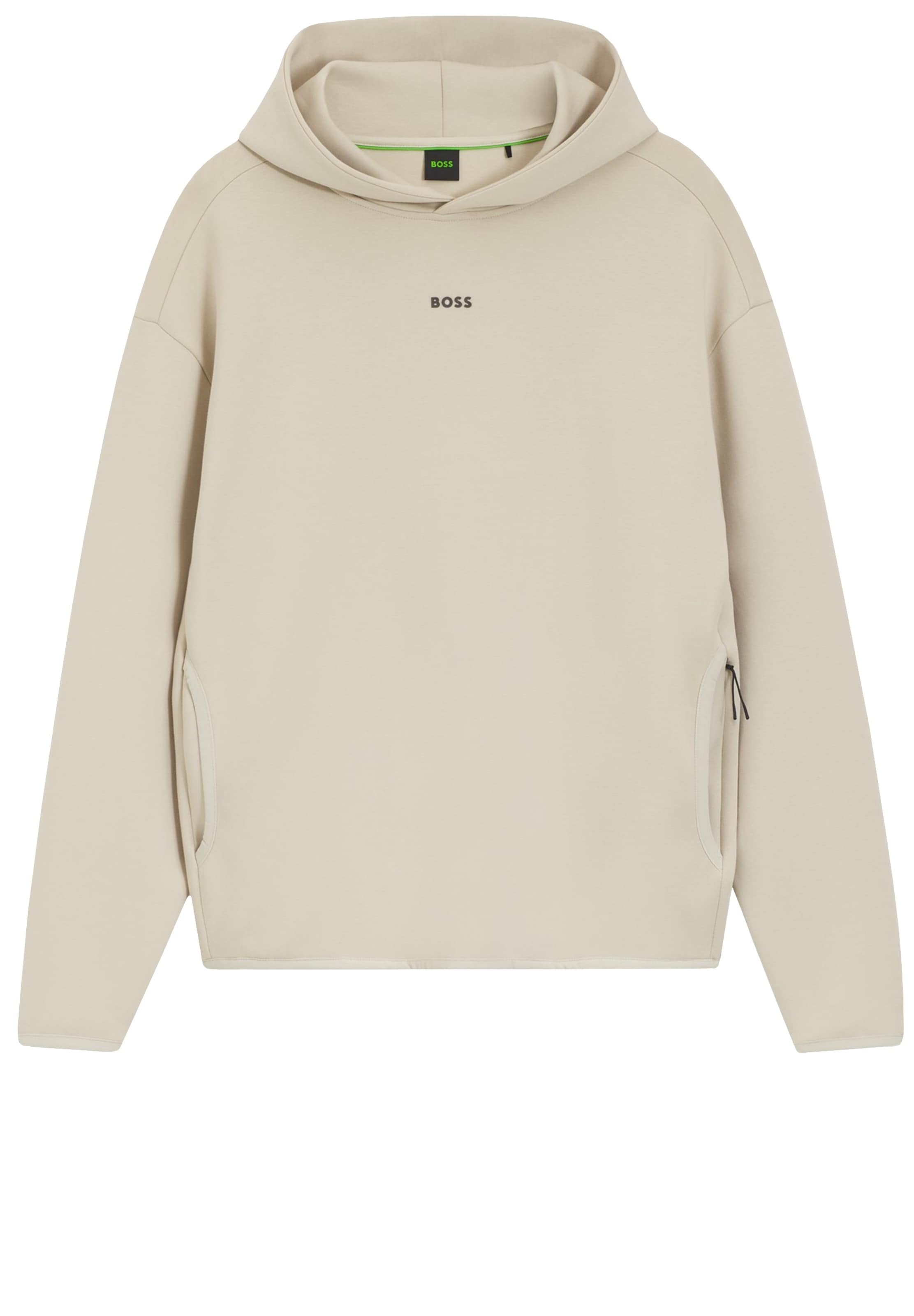BOSS Sweatshirt 'Globe Hood' in Beige: front