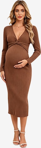 KoJooin Úpletové šaty – hnědá: přední strana