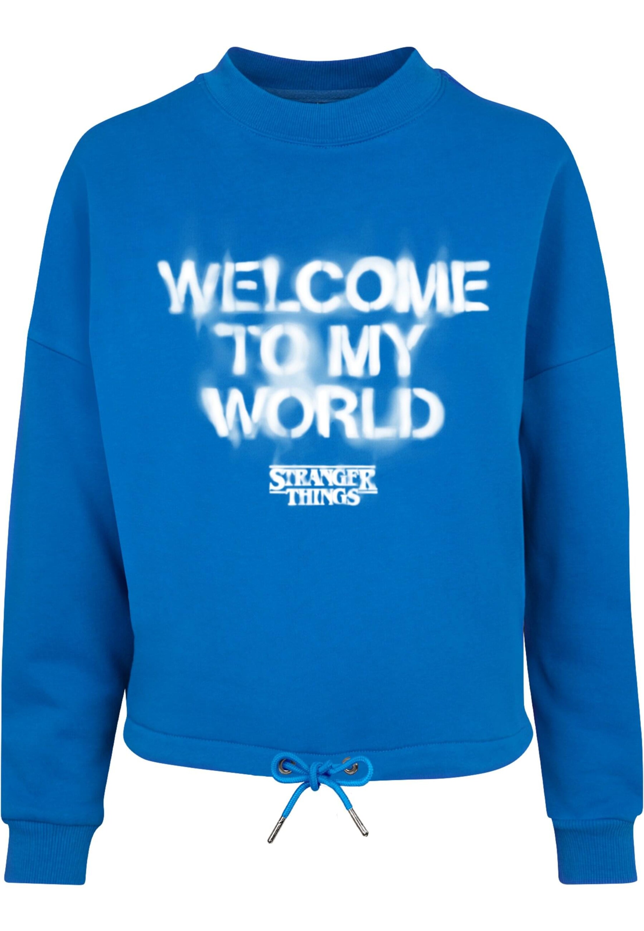 Sweat-shirt 'Stranger Things - Welcome To My World' ABSOLUTE CULT en bleu : devant