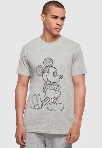 ABSOLUTE CULT Shirt 'Mickey Mouse - Sketch Kick' in Grijs: voorkant