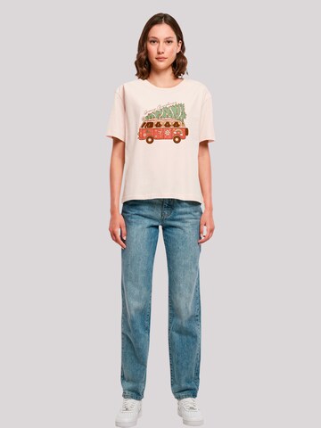 F4NT4STIC Shirt 'Groovy Christmas Camper Van' in Beige