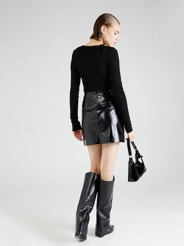 TOPSHOP Юбка 'Entry PP Split - Black Vinyl' в Черный