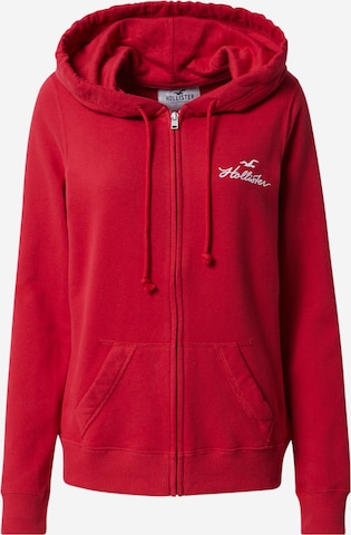 HOLLISTER Zip-Up Hoodie in Red: front