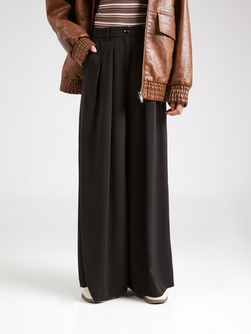 King Louie Wide Leg Hose 'Marnie Fanna' in Schwarz: Vorderseite