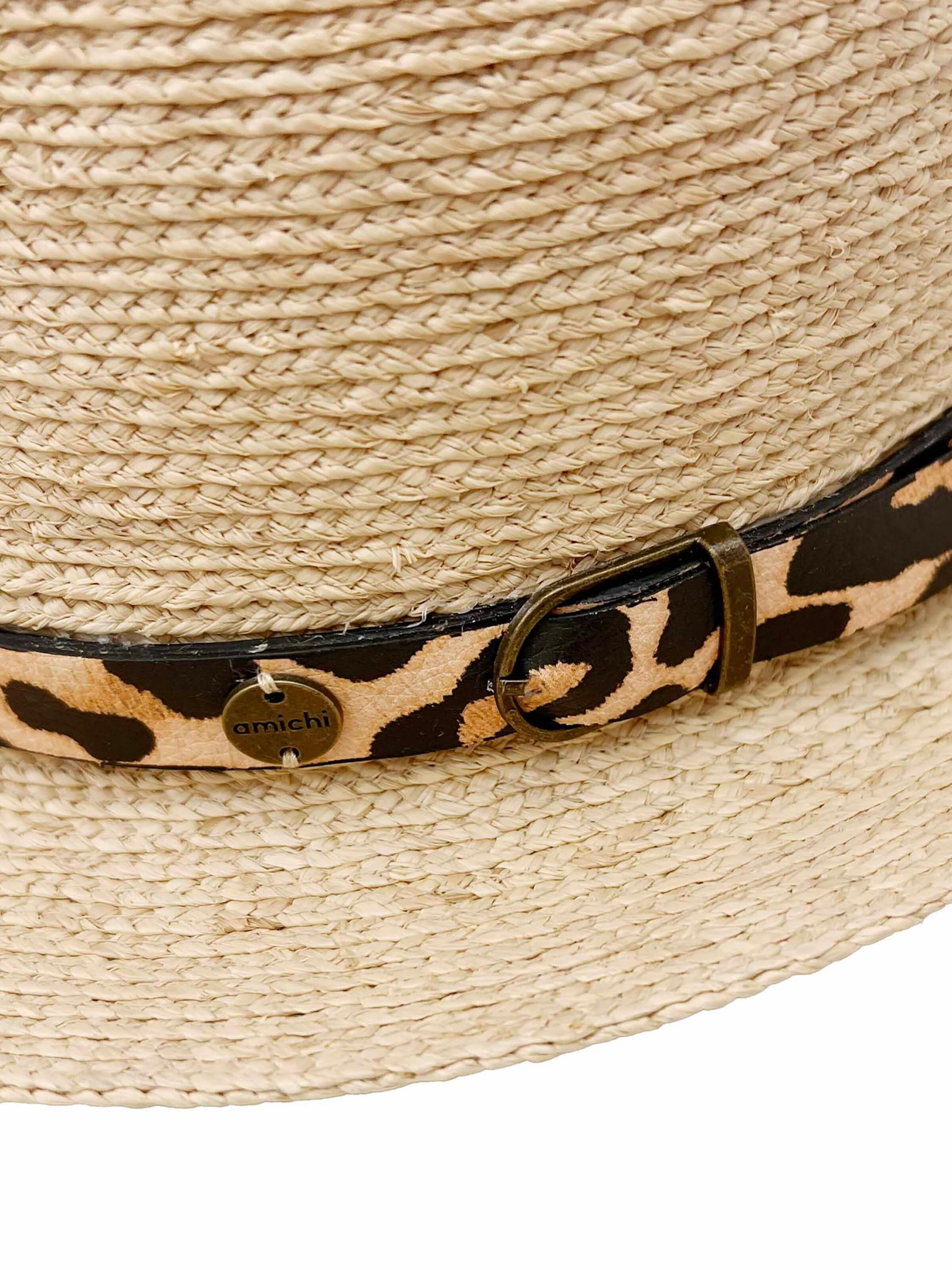 Amichi - Sombrero 'Sombrero para mujer Poise de rafia natural con detalle de piel sintética' en beige