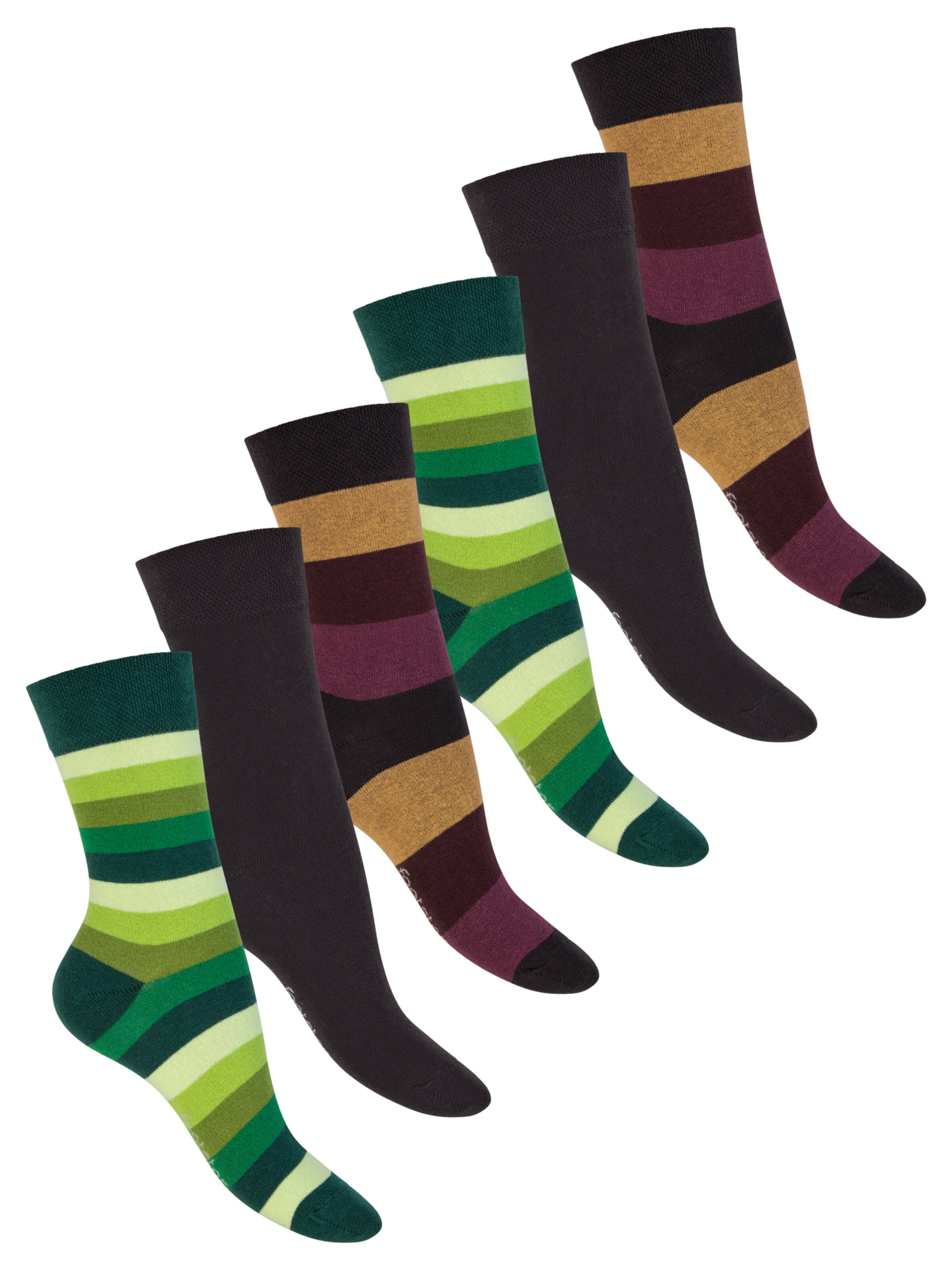 footstar Socken 'Ringel'‌‌‌‌‌ in Grün: Vorderseite