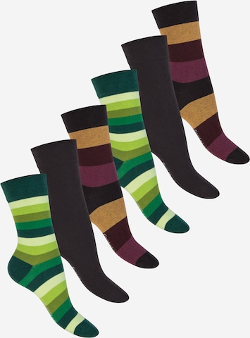 footstar Socken 'Ringel' in Grün: Vorderseite