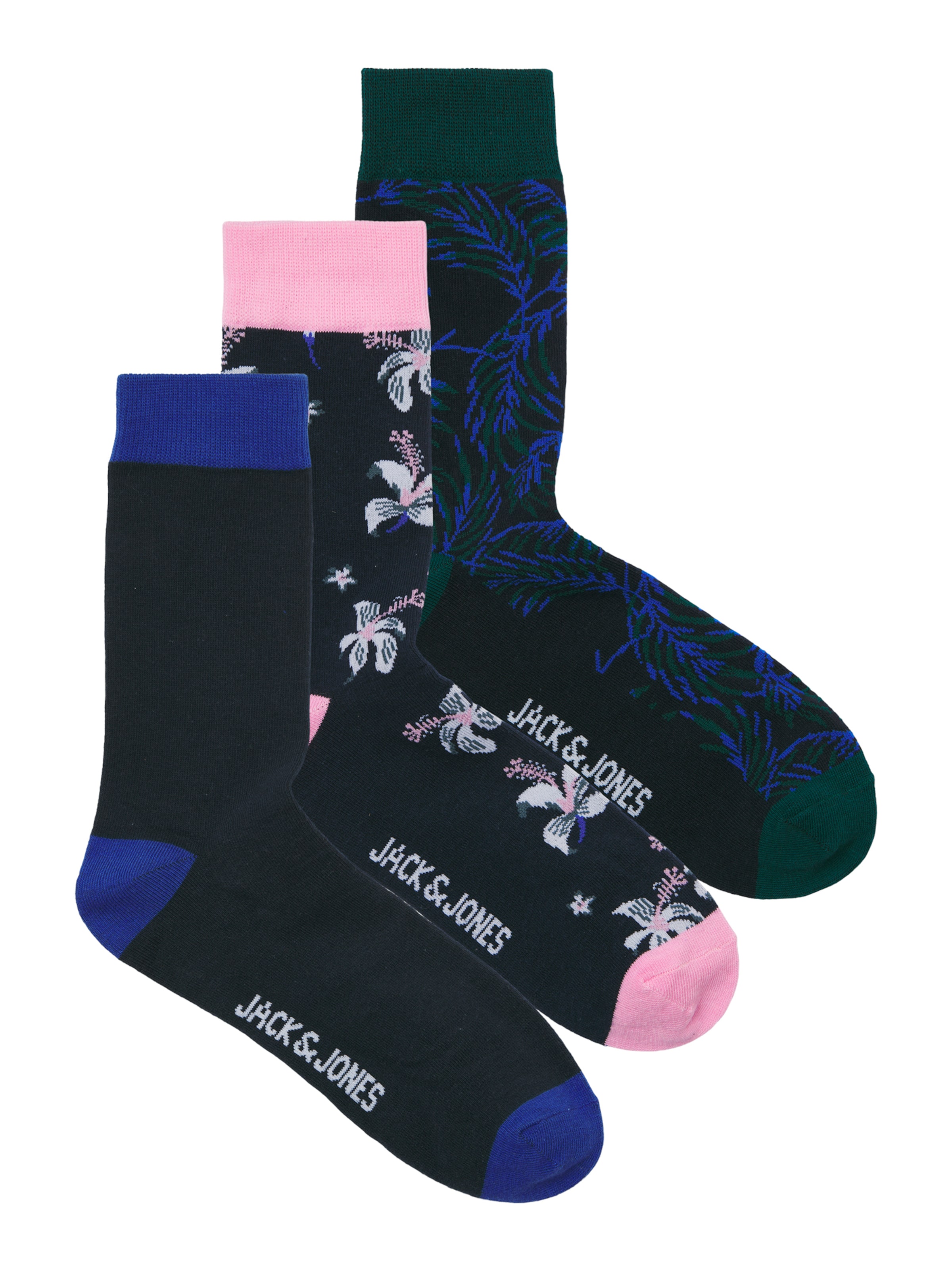 JACK & JONES Κάλτσες 'JACTODD FLOWER' σε μπλε / μπλε νύχτας / έλατο / ρόδινο, Άποψη προϊόντος