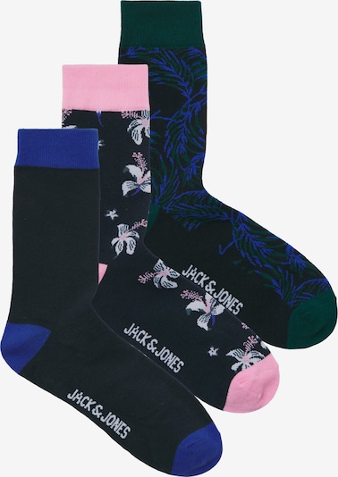 Kojinės 'JACTODD FLOWER' iš JACK & JONES, spalva – mėlyna / nakties mėlyna / tamsiai žalia / rožių spalva, Prekių apžvalga