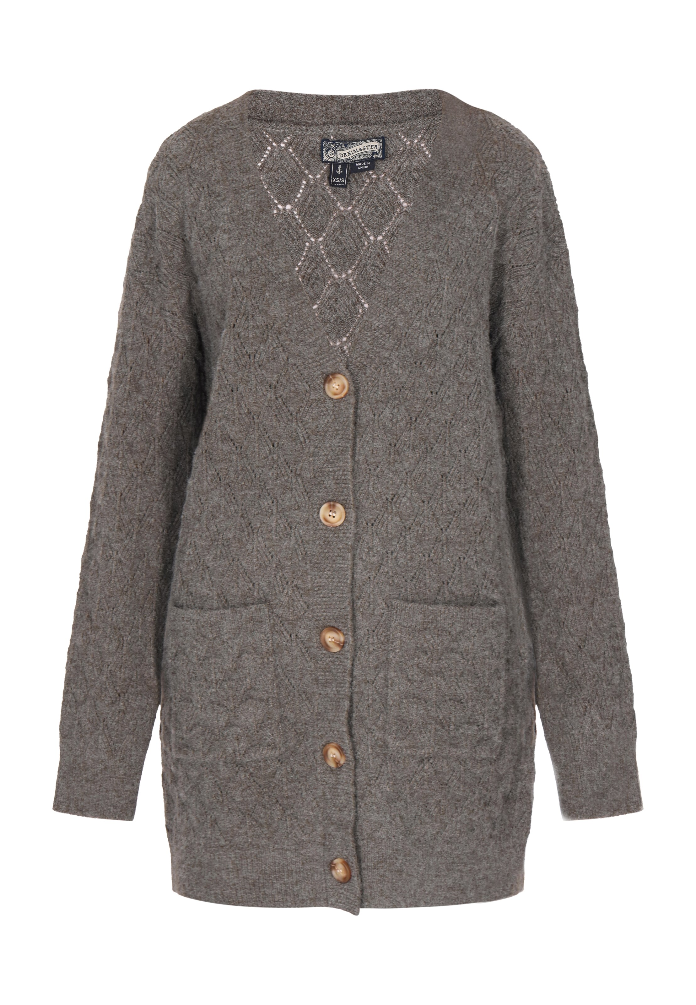 DreiMaster Vintage Strickjacke in Grau: Vorderseite