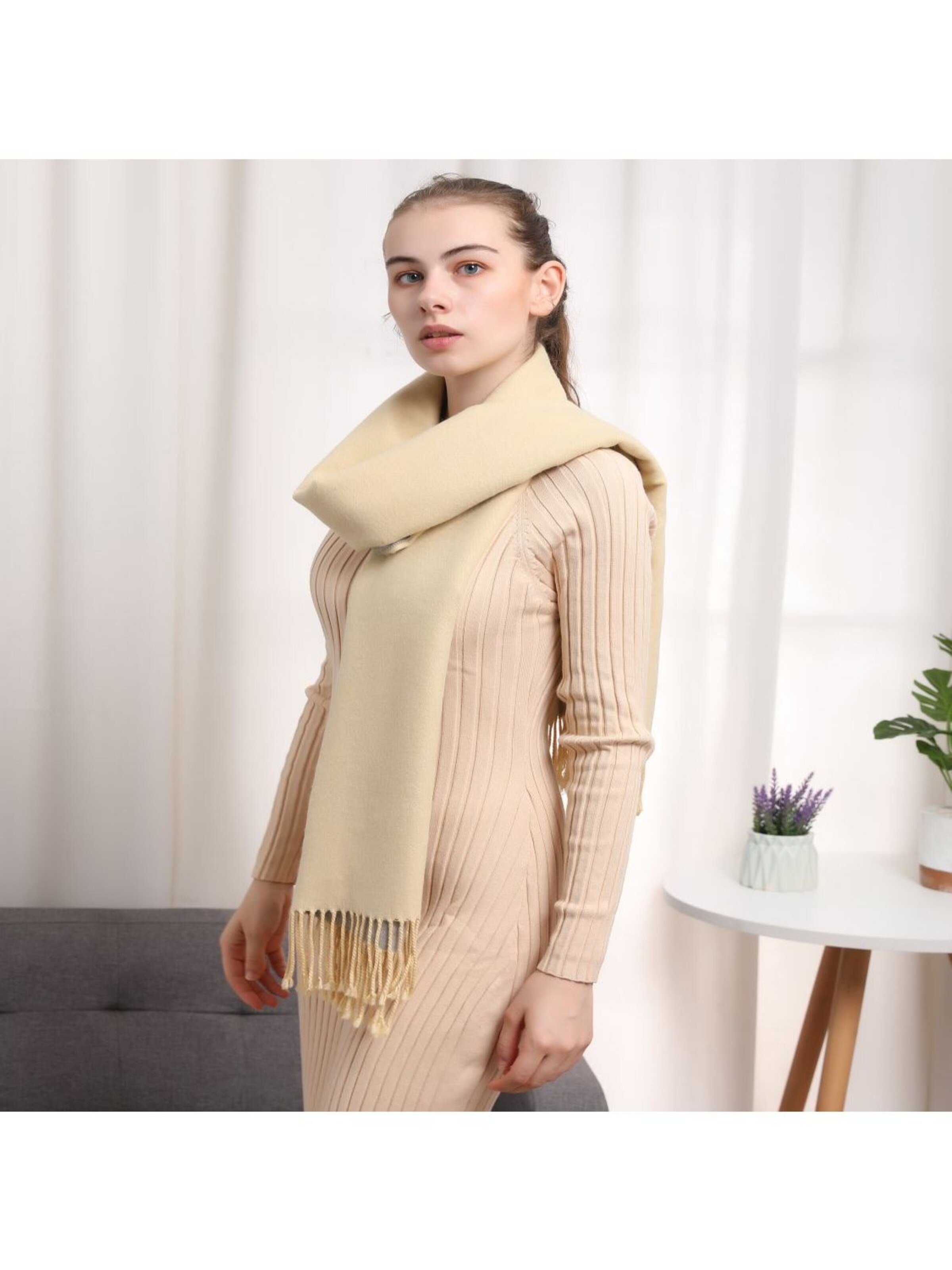 alberto cabale Scarf 'Recto-Verso' in Beige