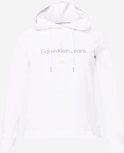 Calvin Klein Jeans Curve Sweater majica u sivkasto bež / tamo siva / bijela, Pregled proizvoda