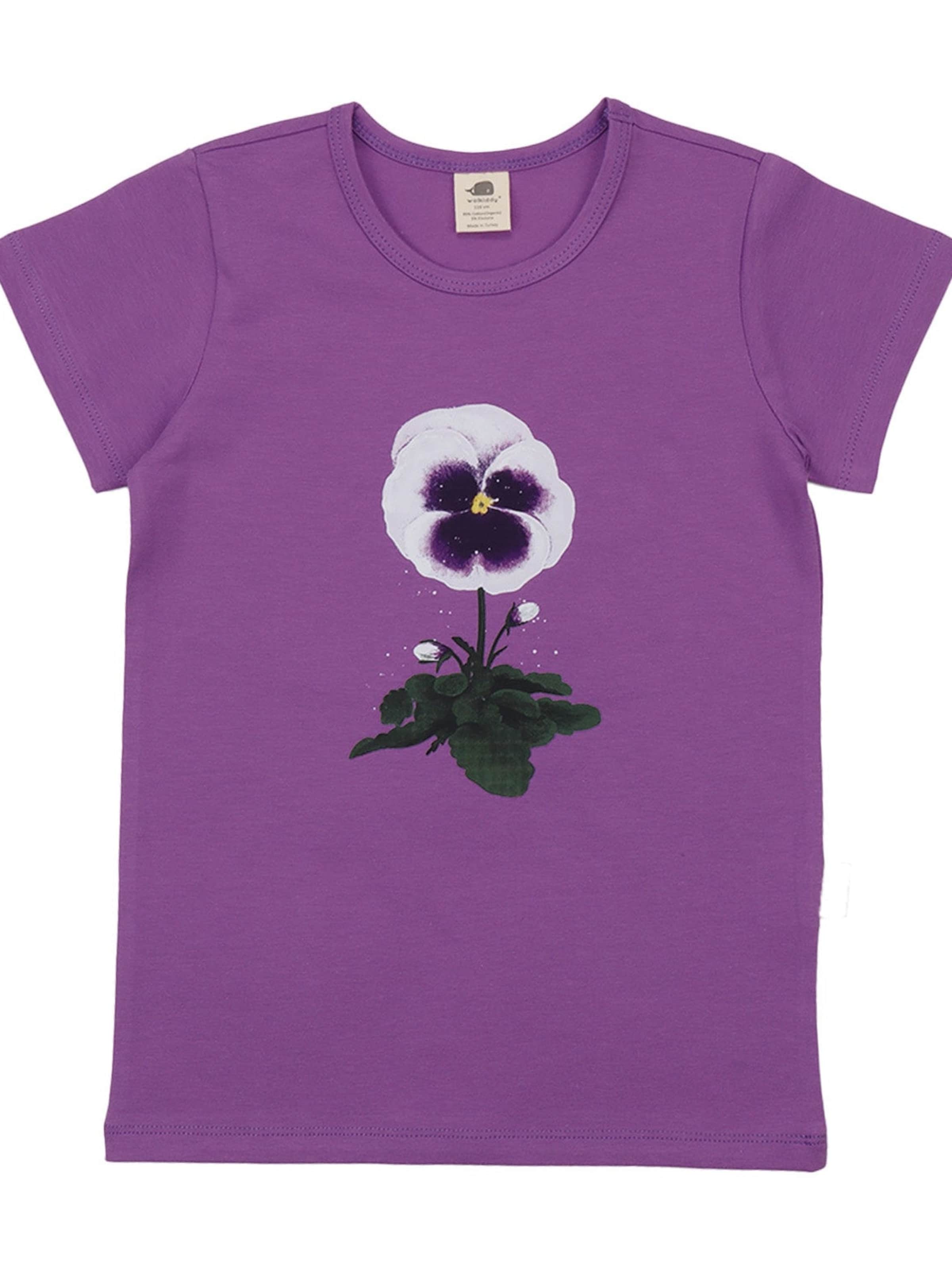 Walkiddy Shirt 'Walkiddy - Purple Violas T-Shirt'‌‌‌‌‌‌ in Lila: Vorderseite