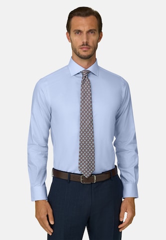 Coupe regular Chemise Boggi Milano en bleu : devant