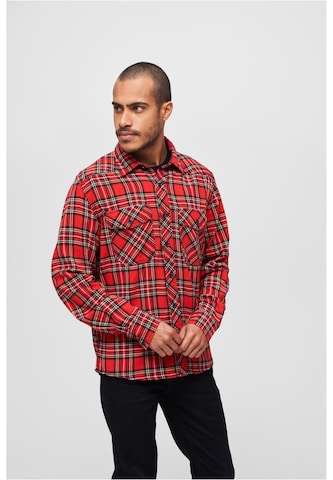 Brandit Regular fit Button Up Shirt in Red: front