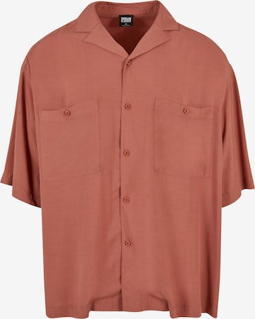 Urban Classics Comfort fit Button Up Shirt in Brown: front