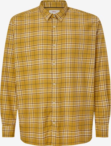 s.Oliver Men Big Sizes Button Up Shirt in Yellow: front