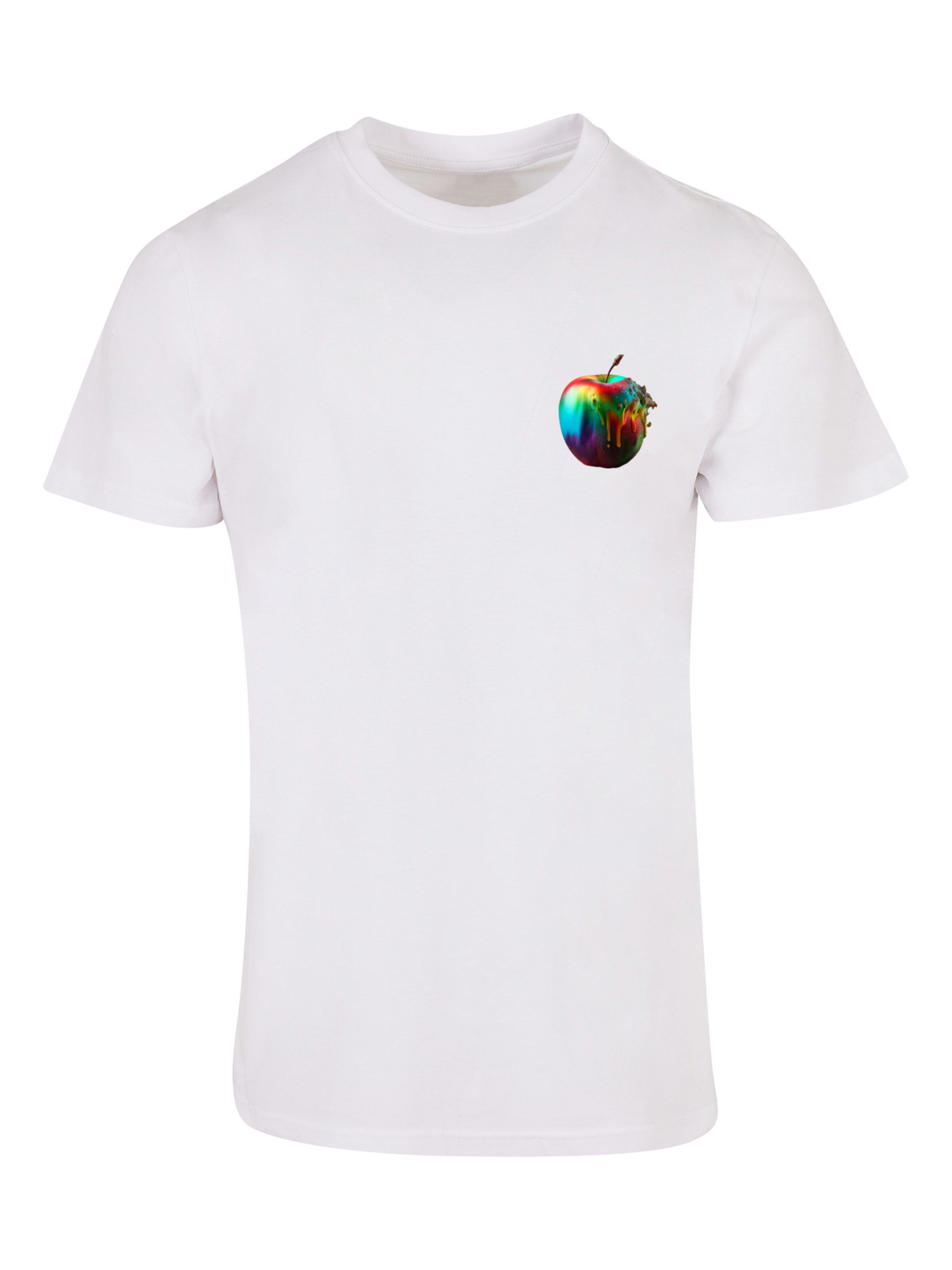 F4NT4STIC Shirt 'Colorfood Collection - Rainbow Apple' in Wit: voorkant